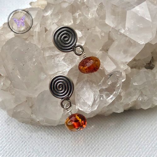 Dark Baltic Amber Silver Drop Earrings